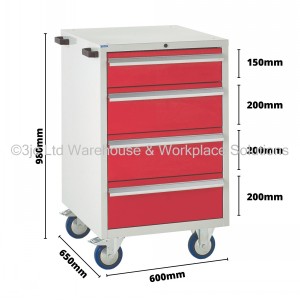Euroslide Storage Cabinet Mobile 4 Drawers